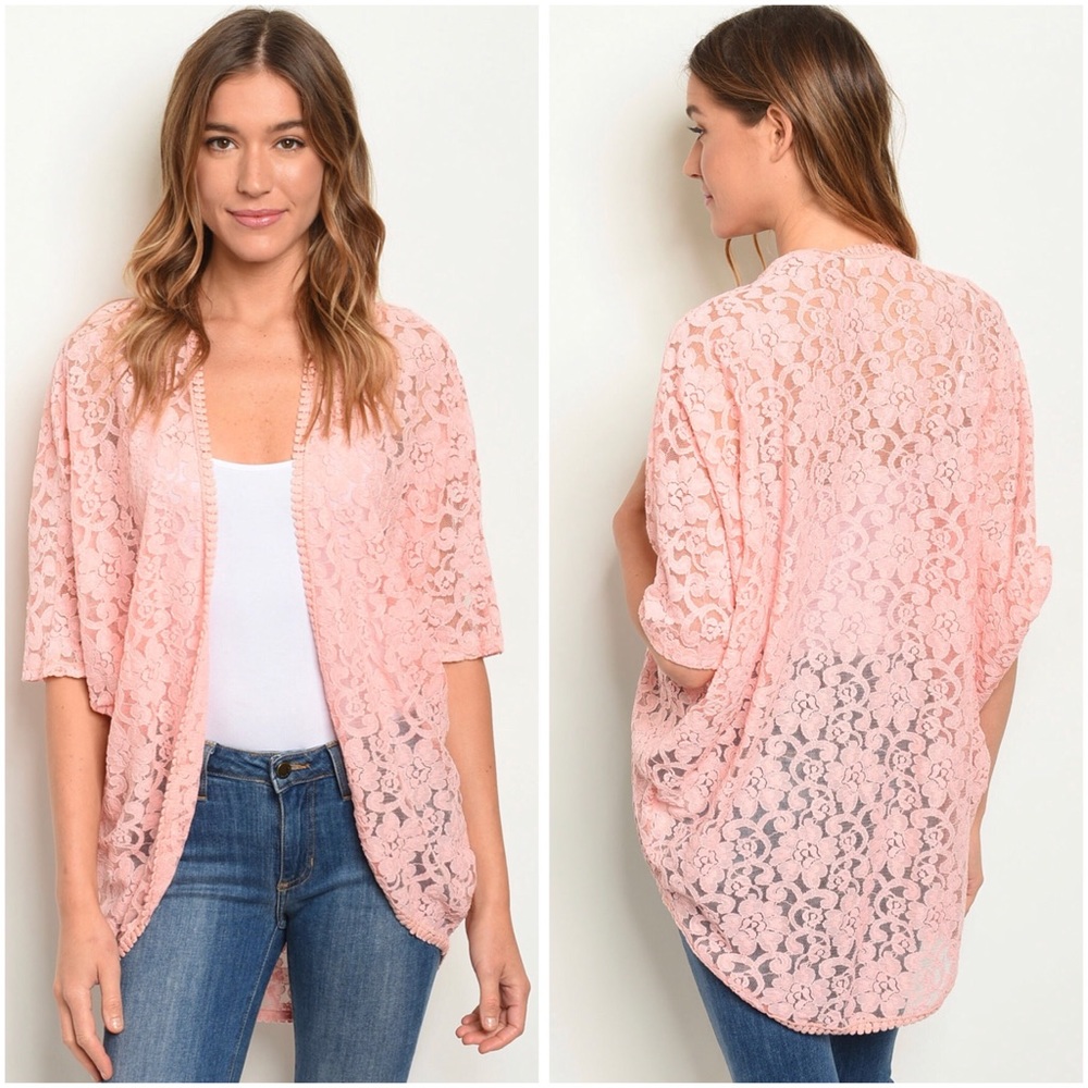Lace dolman open front cardigan